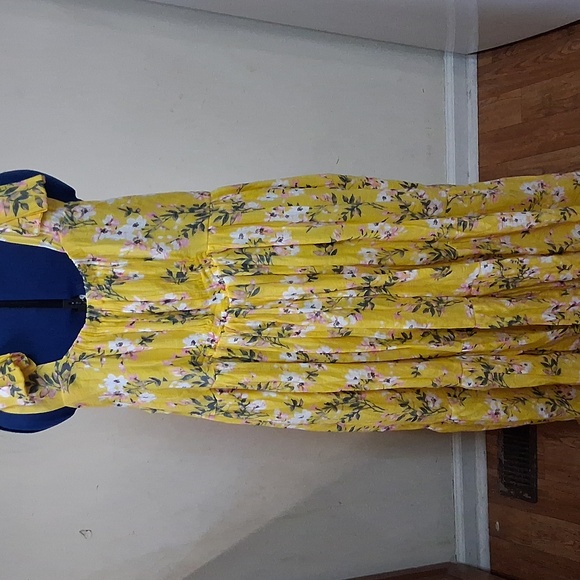 Floral Yellow Womens Maxi Dress - Picture 4 of 10